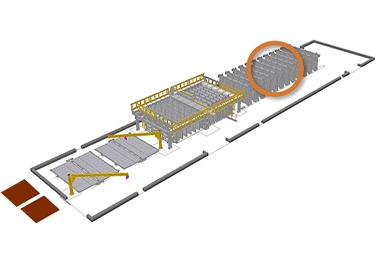 Illustration of the last step initial curing and separation onsite the precast plant